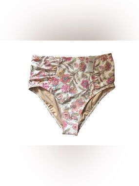 Old Navy Floral Bikini Bottoms Women’s Size Medium Cream Pink High Cut